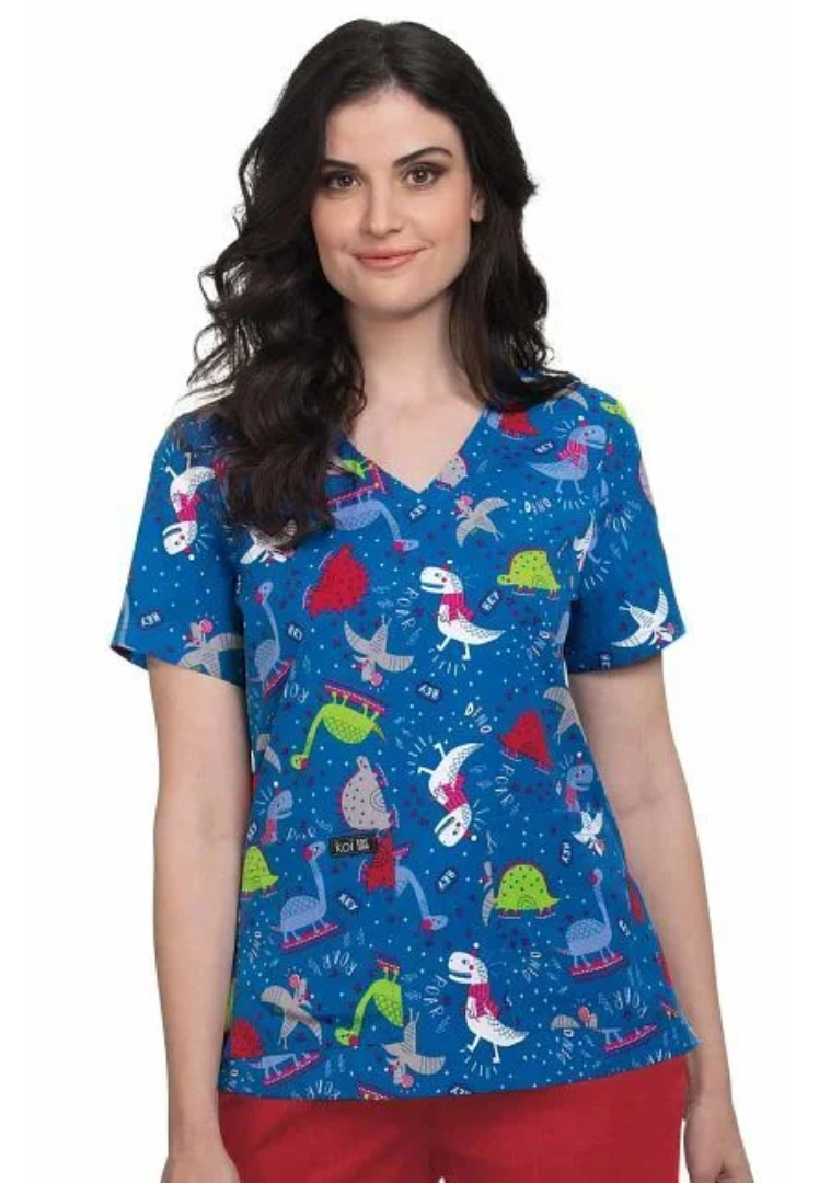 Koi Basics Leslie Top - Holiday Dino