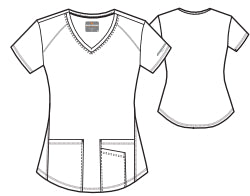 Line Drawing for Breeze V-Neck Scrub Top - Vibrance Pink