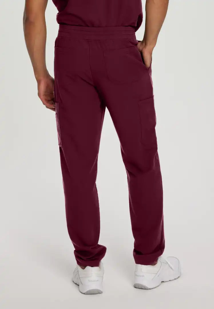 White Cross V-Tess Men's Cargo Scrub Pants - Wine - The Uniform Store