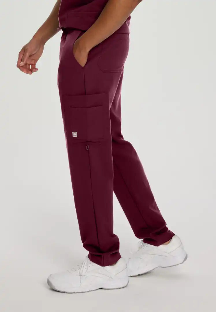 White Cross V-Tess Men's Cargo Scrub Pants - Wine - The Uniform Store