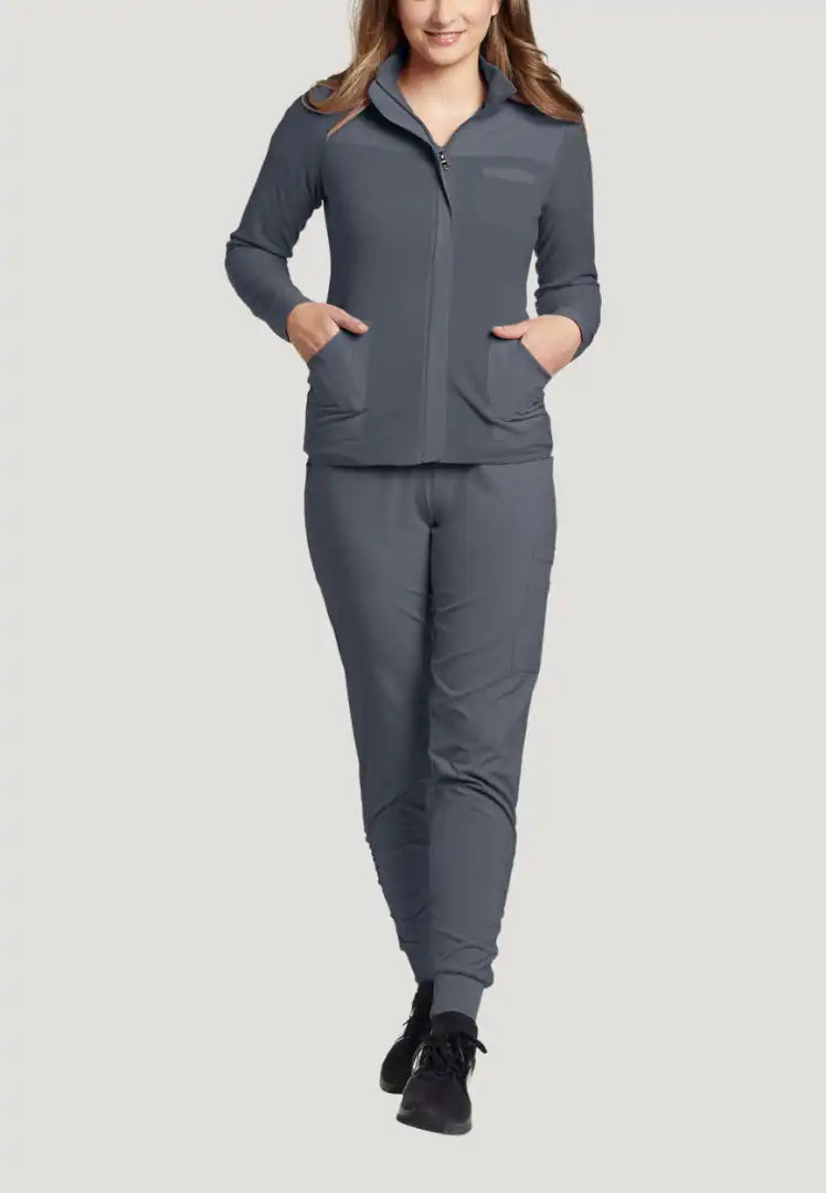 White Cross FIT Women's 3-Pocket Warm-Up Scrub Jacket - Pewter - The Uniform Store