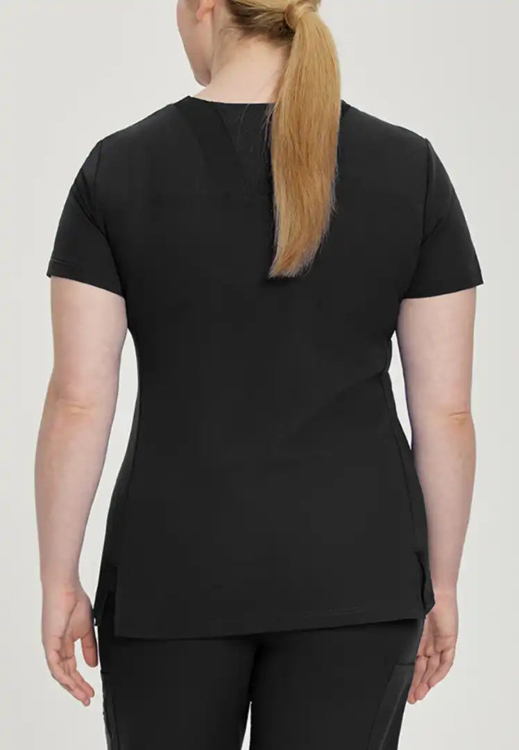 White Cross V-Tess Women's 4 Pocket V-Neck Scrub Top - Black - The Uniform Store