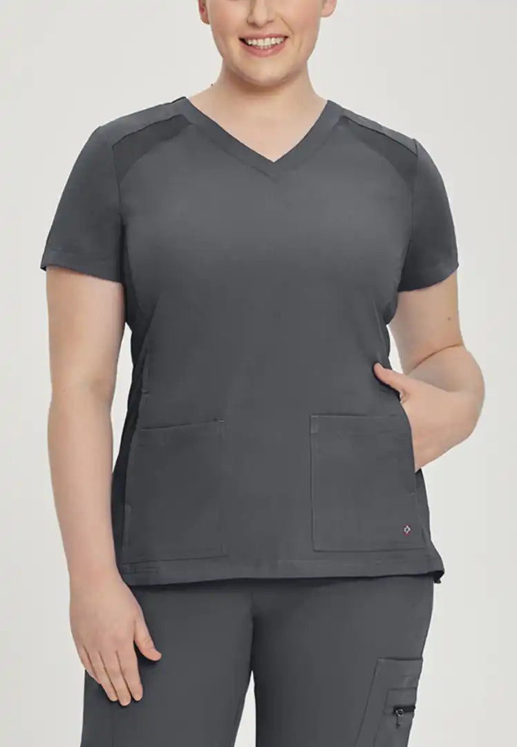 White Cross V-Tess Women's 4 Pocket V-Neck Scrub Top - Dark Pewter - The Uniform Store