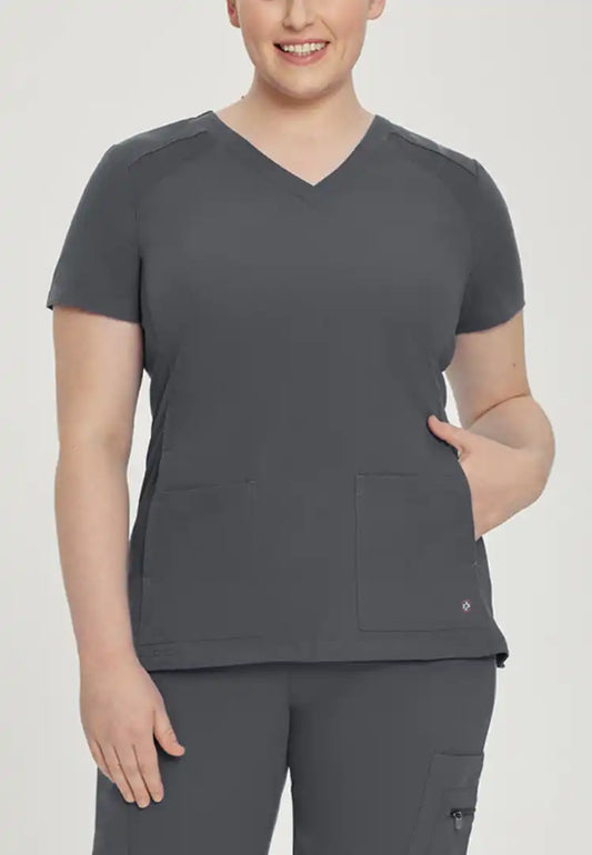 White Cross V-Tess Women's 4 Pocket V-Neck Scrub Top - Taylor Grey - The Uniform Store