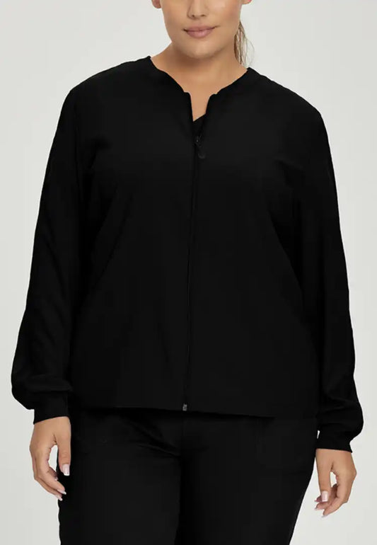 White Cross FIT Women's 2 Pocket Scrub Jacket - Black - The Uniform Store