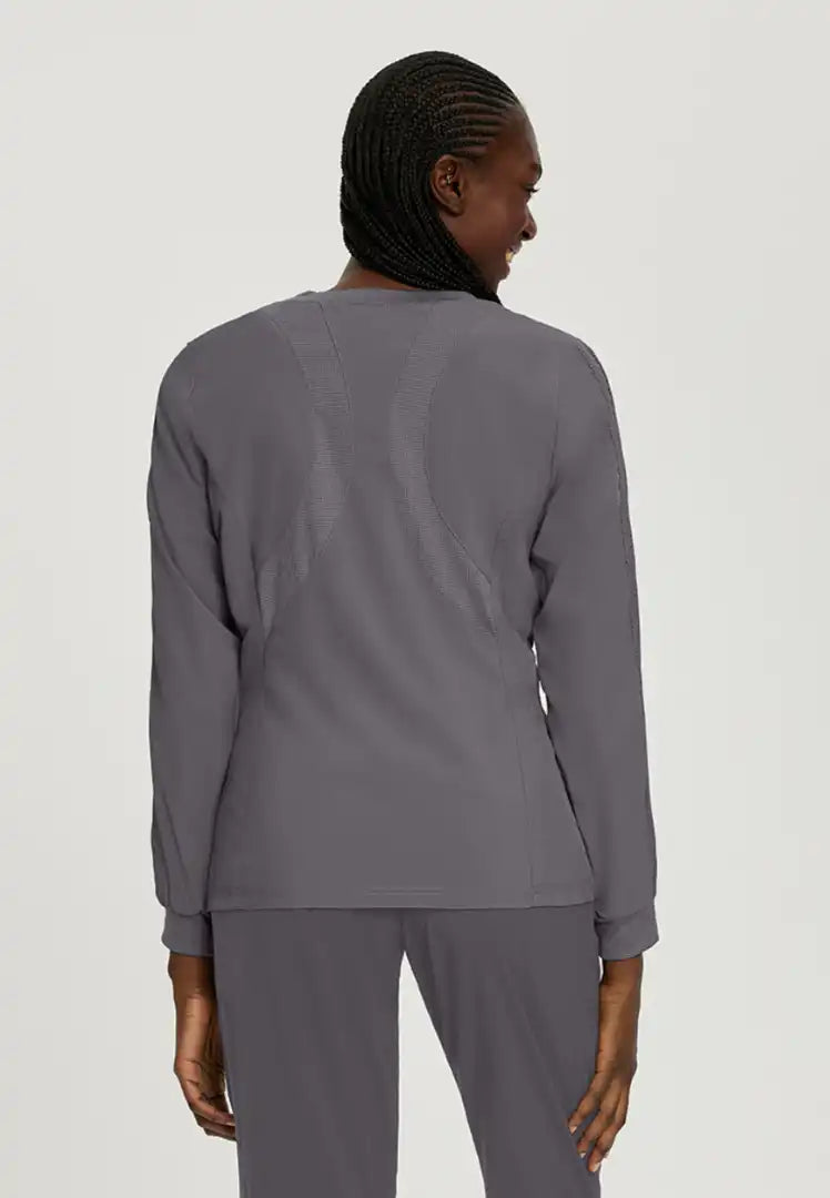 White Cross FIT Women's 2 Pocket Scrub Jacket - Pewter - The Uniform Store