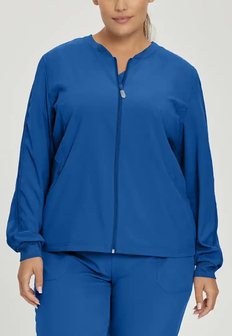 White Cross FIT Women's 2 Pocket Scrub Jacket - Royal Blue - The Uniform Store