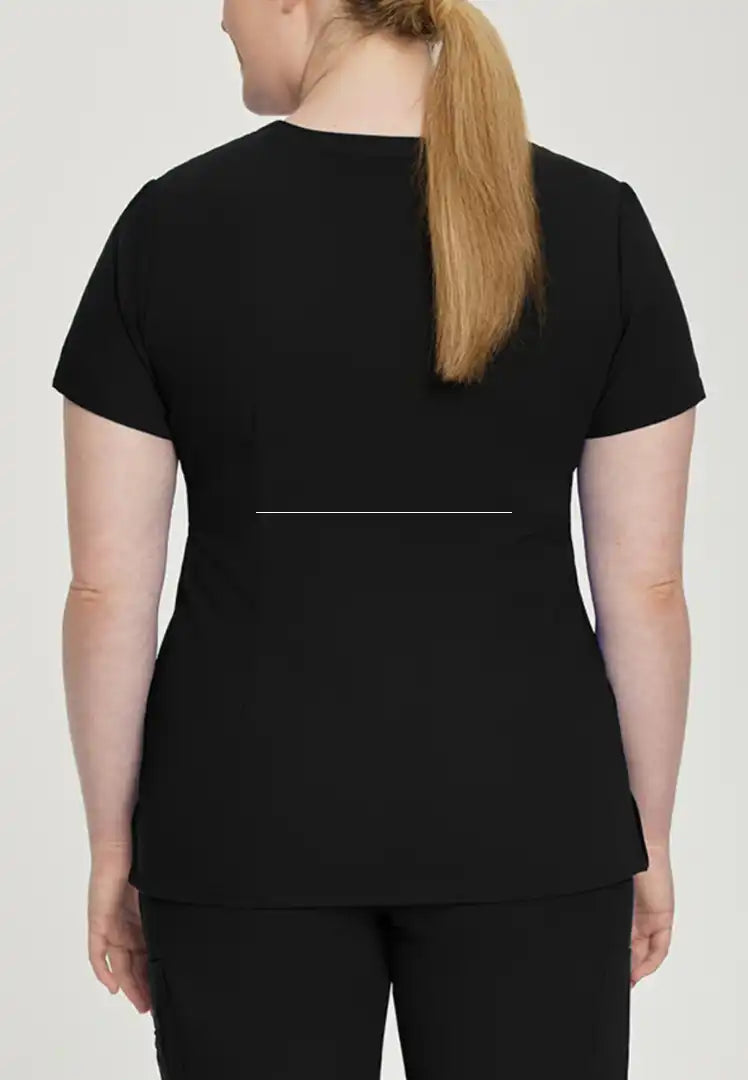 White Cross V-Tess Women's 1 Pocket V-Neck Scrub Top - Black - The Uniform Store