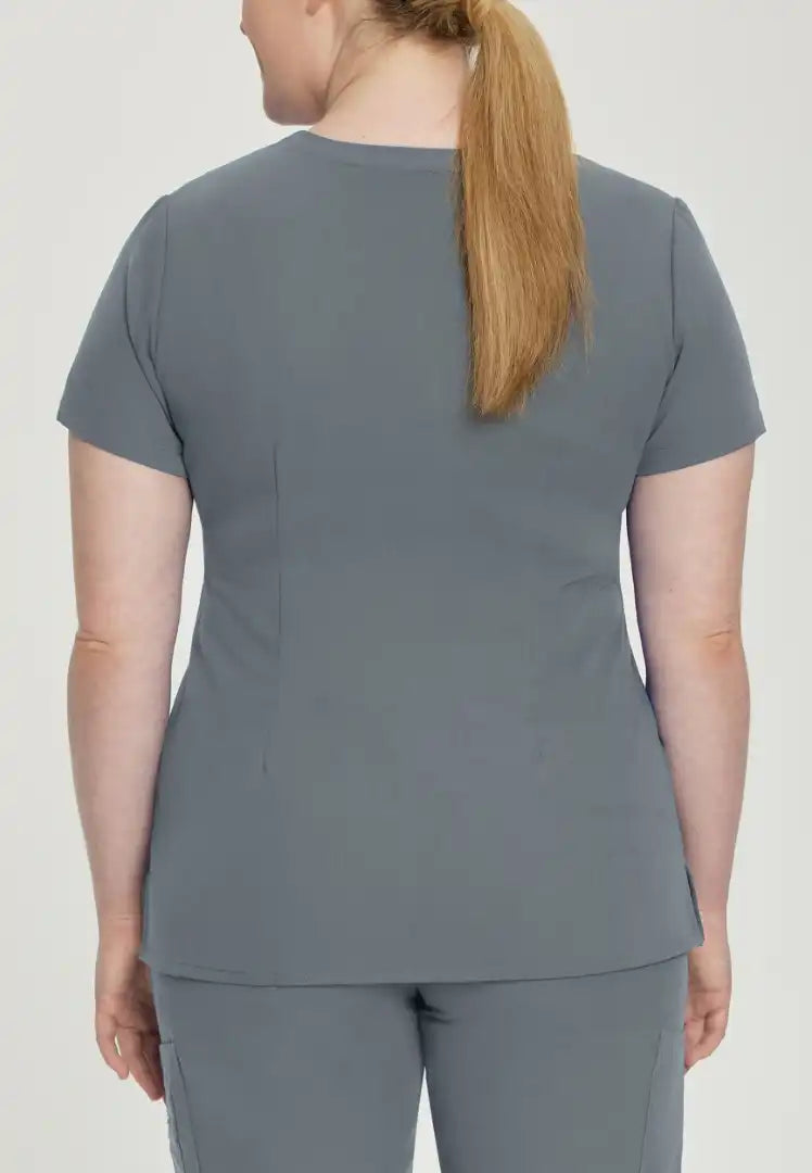 White Cross V-Tess Women's 1 Pocket V-Neck Scrub Top - Taylor Grey - The Uniform Store