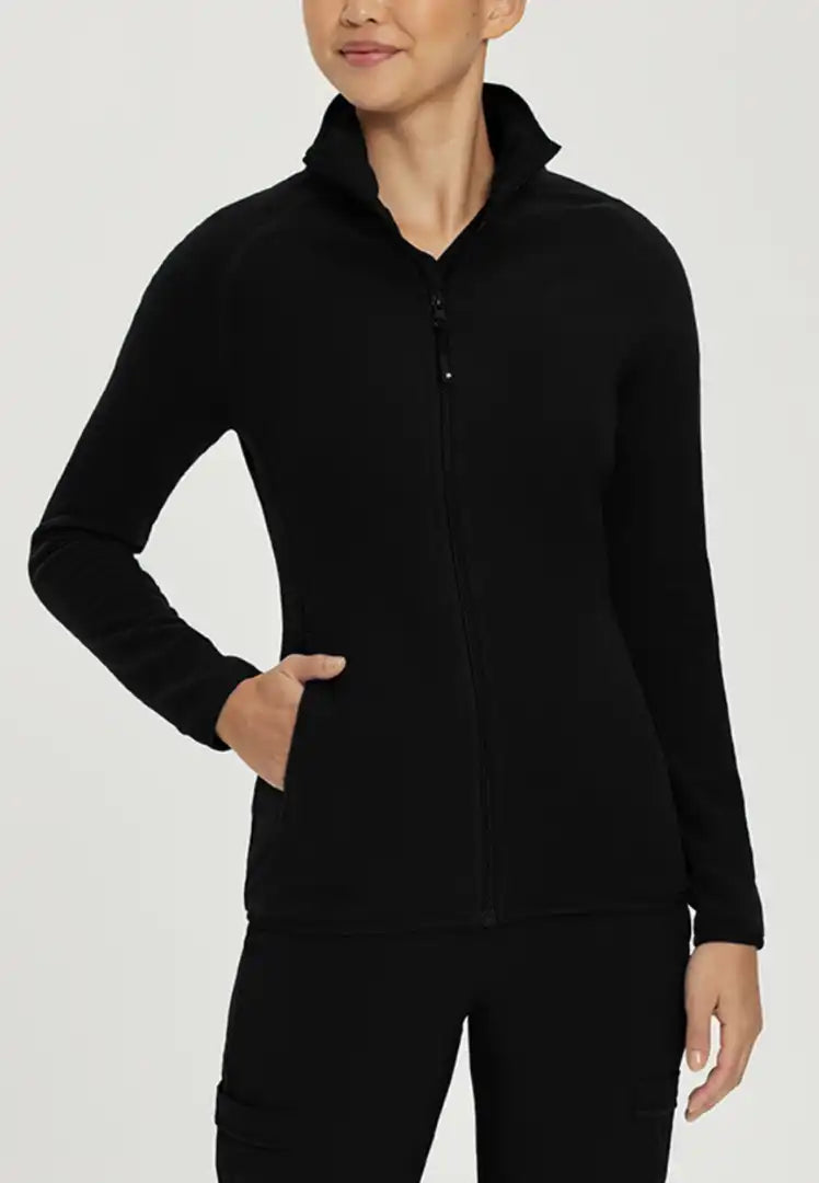 White Cross Women's 2-Pocket Warm-Up Scrub Jacket - Black - The Uniform Store