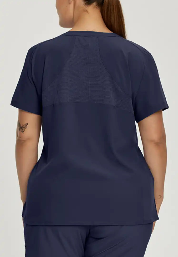 White Cross FIT Women's Quick-Dry 2 Pocket V-Neck Scrub Top - Navy - The Uniform Store