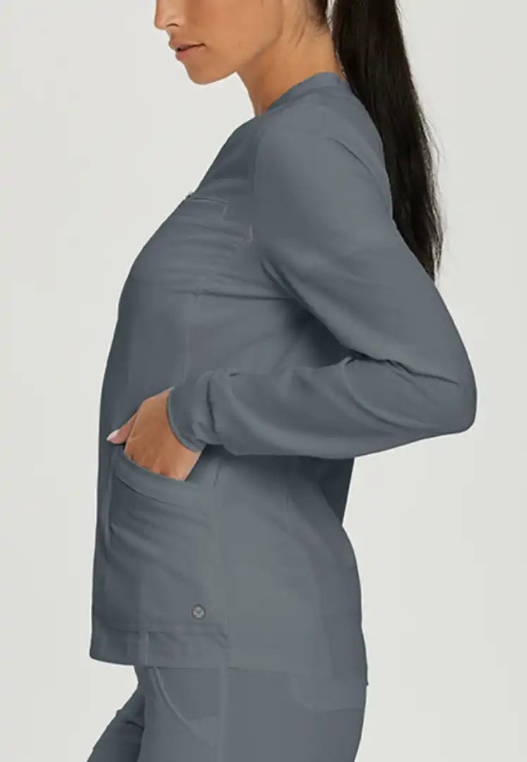 White Cross V-Tess Women's 3 Pocket Warm-Up Scrub Jacket - Taylor Grey - The Uniform Store